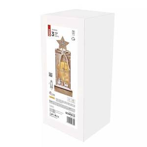 Dekoratsioon 3 LED puitdekoratsioon - talvemaastik 34 cm, 2x AA siseruumides soe valgus taimeriga