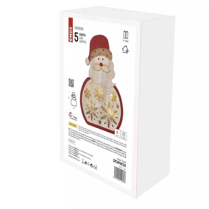 Dekoratsioon 5 LED puidust jõuluvana 30 cm 2x AAA soe valgus taimeriga
