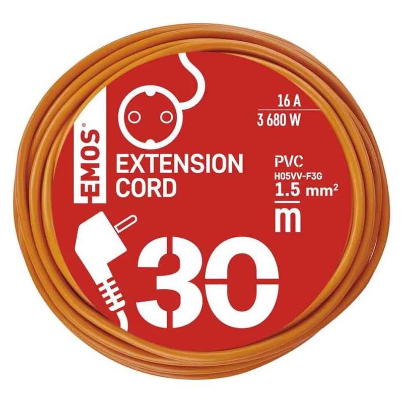Jätkujuhe 30m H05VV-F3G 1.5 mm² oranž maandusega