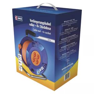 PVC Extension Cord Reel– 4 sockets, 50m, 1,5mm² SCHUKO