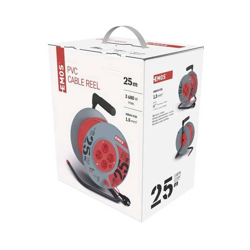 Kaablitrummel 25 m 1,5mm² 4 pesa H05VV-F3G, PVC IP20