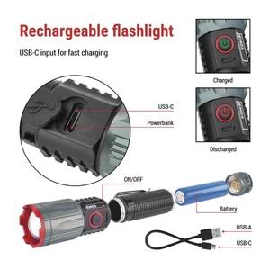 Laetav LED taskulamp, 1200 lm, akupangaga, USB-C