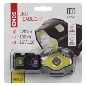 Pealamp 3W LED+COB 220lm 100m 3x AAA