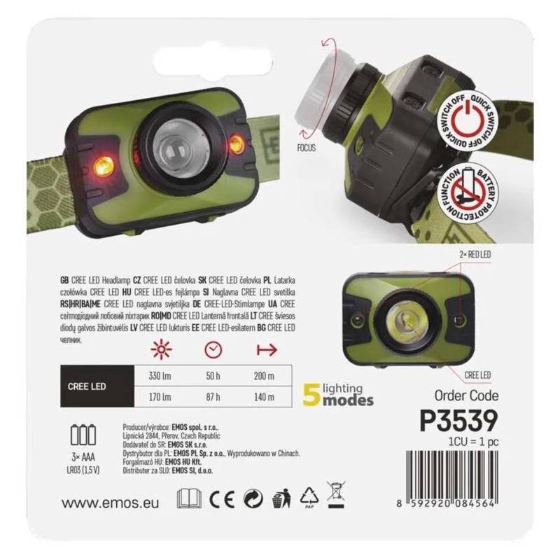 CREE LED pealamp, 330 lm, 200 m