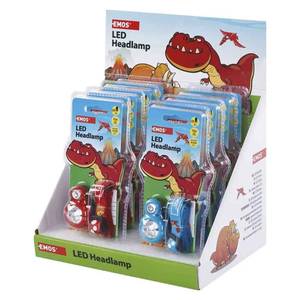 Headlamp - Dino, 2× CR2032, 8 pcs, display box