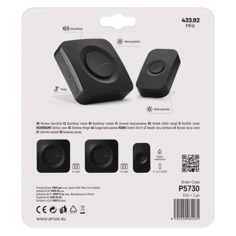 Wireless Doorbell P5730, with Two Receivers