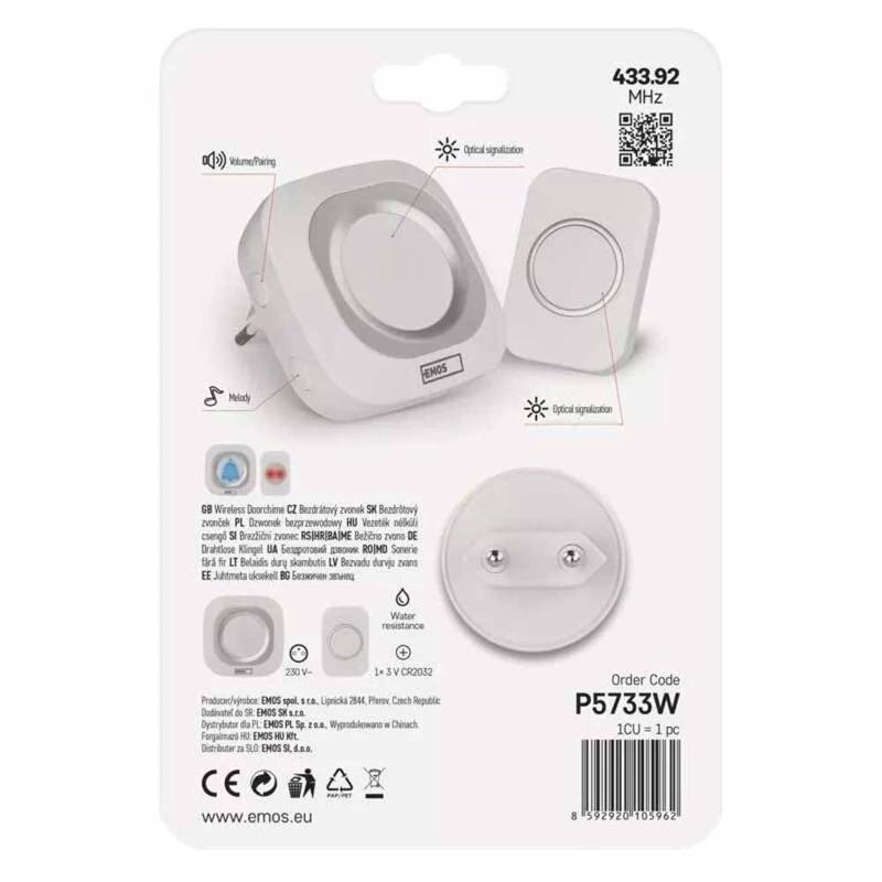 Juhtmevaba uksekell P5733W valge