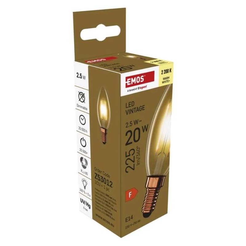LED Bulb VINTAGE Candle / E14, 2.5 W (20 W), 225 lm, Warm White