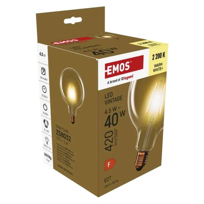 LED Bulb VINTAGE G125 / E27, 4.5 W (40 W), 420 lm, Warm White