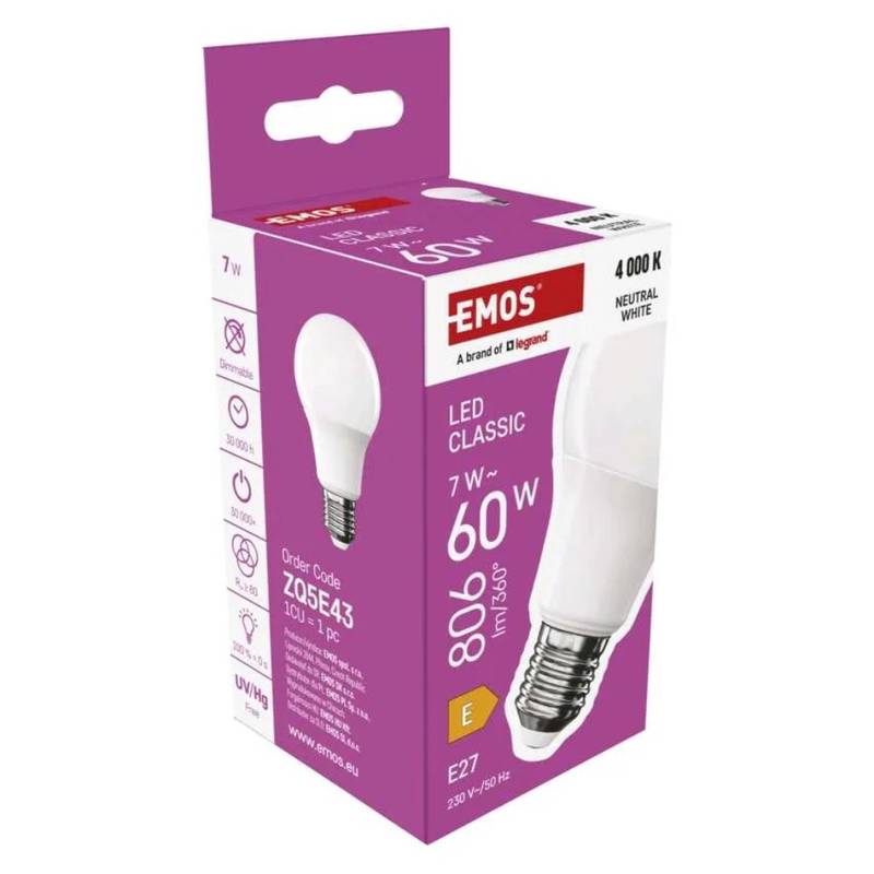 LED pirn Classic A60, E27, 7 W (60 W), 806 lm, neutraalne valge