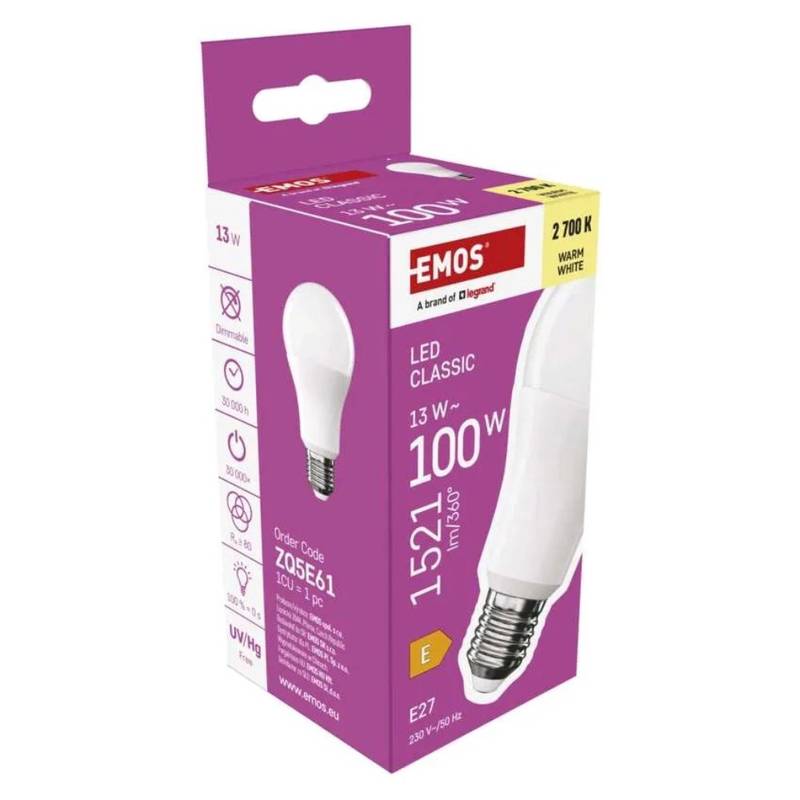 LED pirn Classic A60, E27, 13 W (100 W), 1521 lm, soe valge