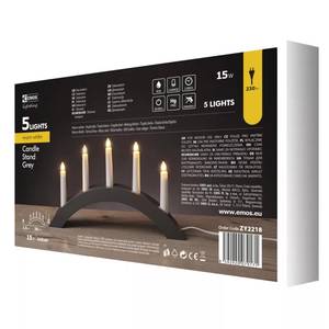 Dekoratsioon 9 LED küünlajalg 38x20cm puit kaar hall soe valgus *