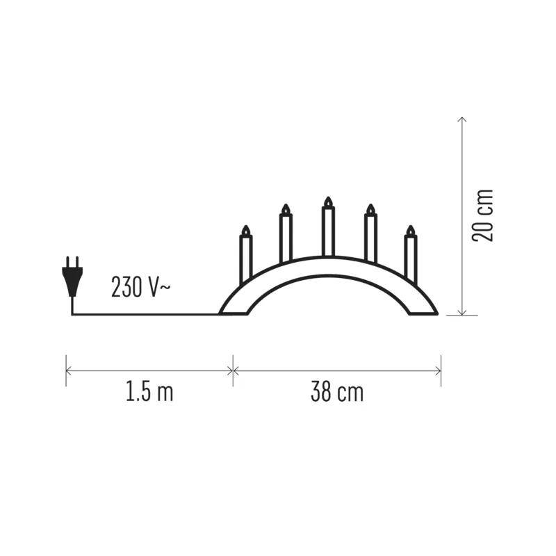 Dekoratsioon 9 LED küünlajalg 38x20cm puit kaar hall soe valgus *
