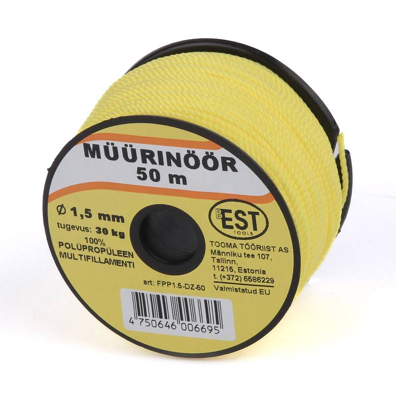 Müürinöör 1,5mmx50m kollane