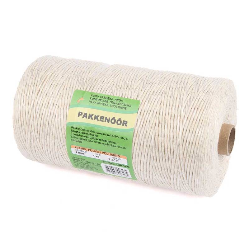 Pakkenöör puuvill + polüamiid 2mm 1 kg rull