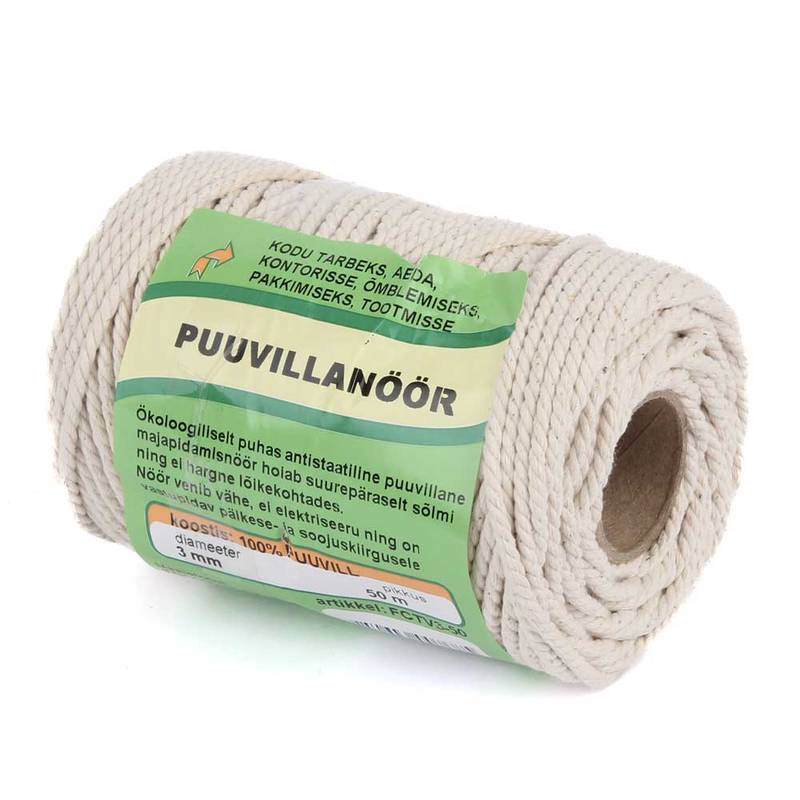 Rope cotton twisted 3-strand 3mm 50m