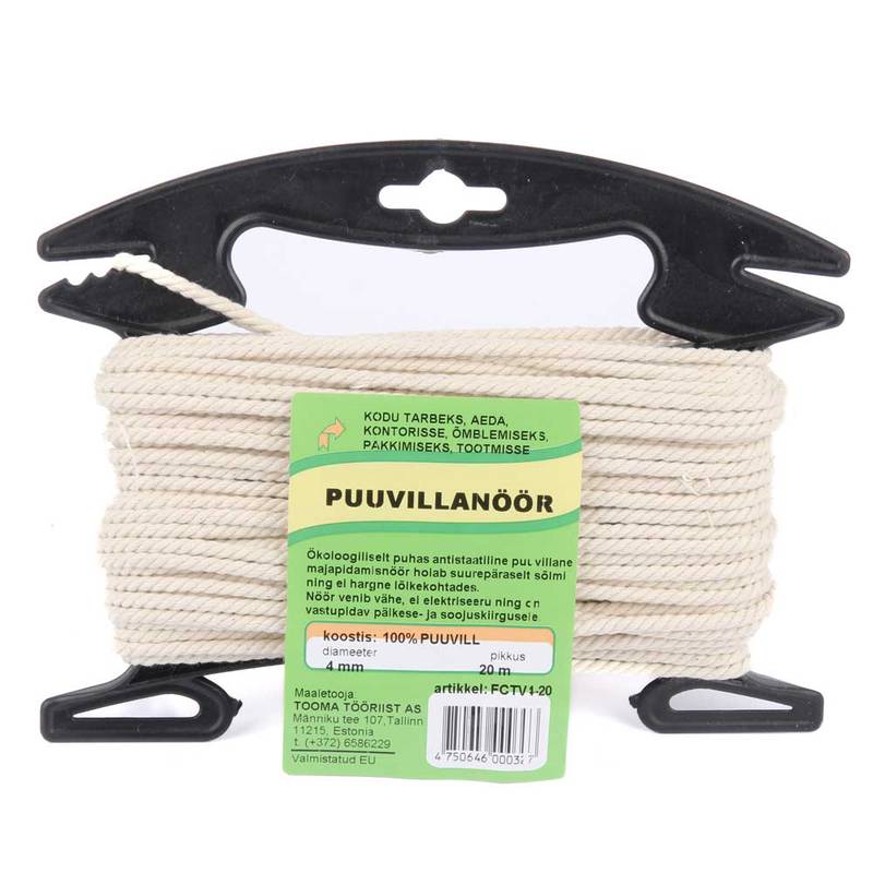 Rope cotton twisted 3-strand 4mm 20m