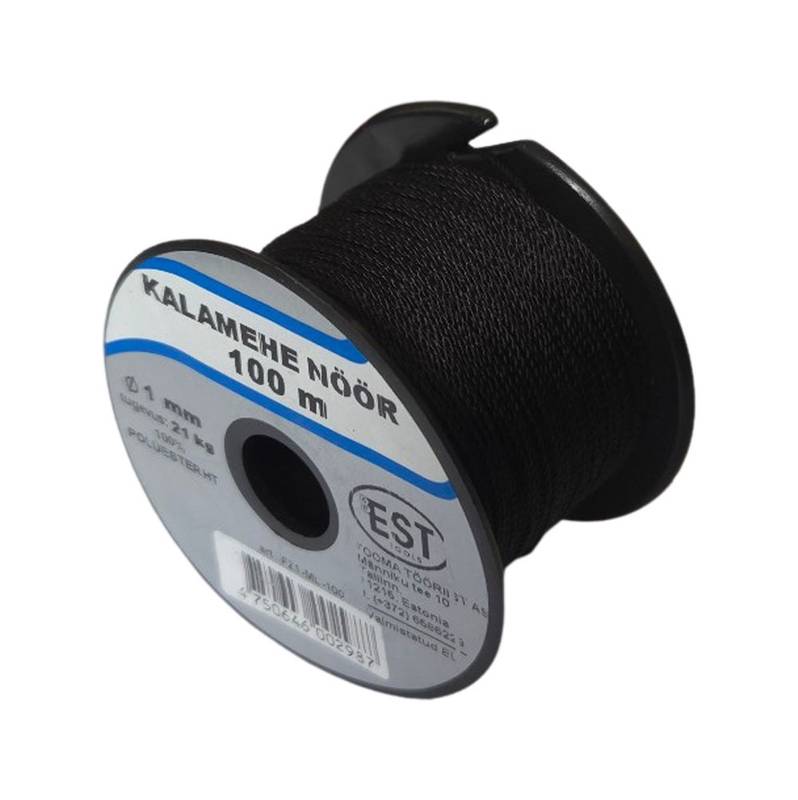 Polyester twisted cord black 1mm/100m