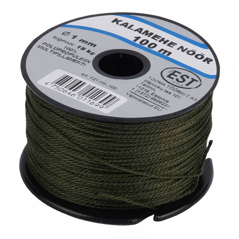 Kalamehenöör 1mm/100m militaar(rull/plast)