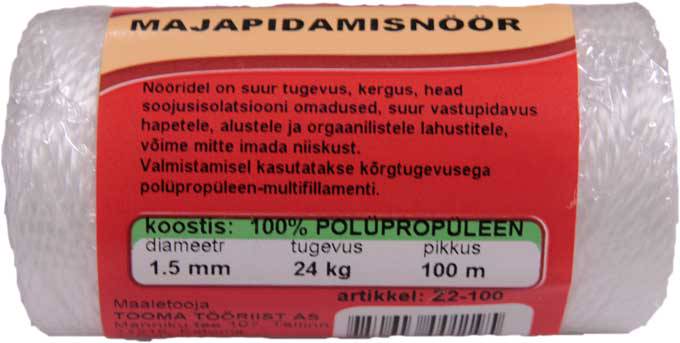 Majapidamisnöör polüpropüleen 1,5mm/100m rull