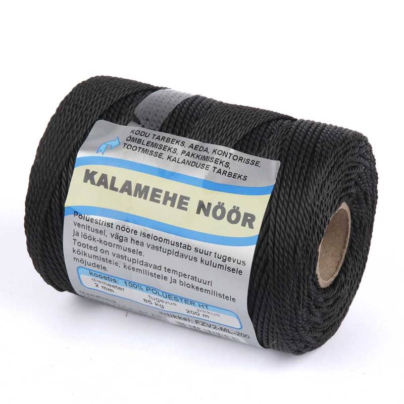 Polyester twisted cord black 2mm/200m