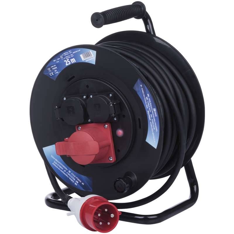 Rubber Extension Cord Reel – 3 sockets, 25m, 1,5mm² SCHUKO
