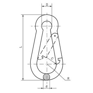 Karabiinhaak 8 x 80 mm, tsingitud, DIN 5299