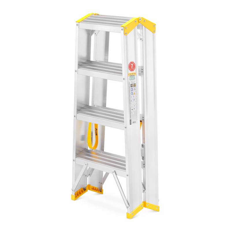 Double-Sided Aluminium Stepladder FORTE 9404, 2x4 steps