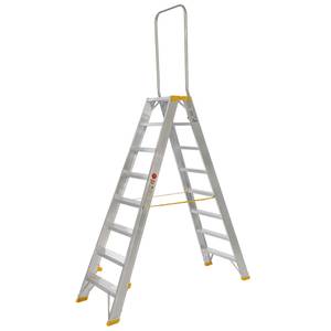 Double-Sided Aluminium Stepladder FORTE with Handrail, 9418, 2x8 steps