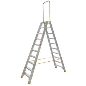 Double-Sided Aluminium Stepladder FORTE with Handrail, 9420, 2x10 steps