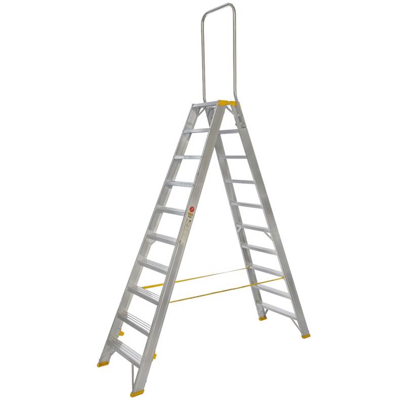 Double-Sided Aluminium Stepladder FORTE with Handrail, 9420, 2x10 steps