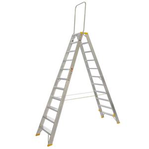 Double-Sided Aluminium Stepladder FORTE with Handrail, 9421, 2x11 steps