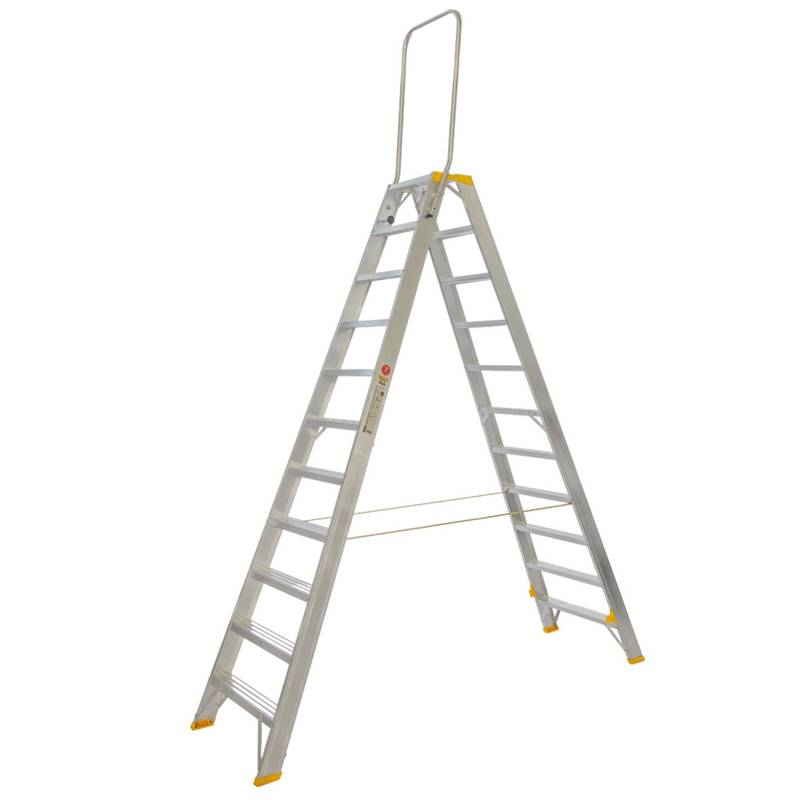 Double-Sided Aluminium Stepladder FORTE with Handrail, 9421, 2x11 steps
