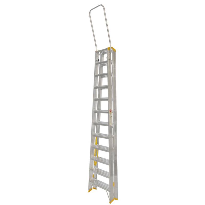 Double-Sided Aluminium Stepladder FORTE with Handrail, 9422, 2x12 steps