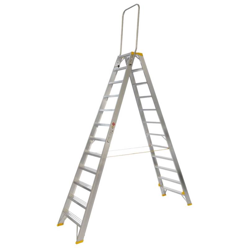 Double-Sided Aluminium Stepladder FORTE with Handrail, 9422, 2x12 steps