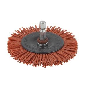 Nylon wheel brush 75mm , hexagon shank 1/4" (6,35 mm), red = aggressive
