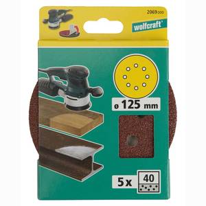 Lihvpaberketas Ø 125mm 5tk velcro 8 ava K40