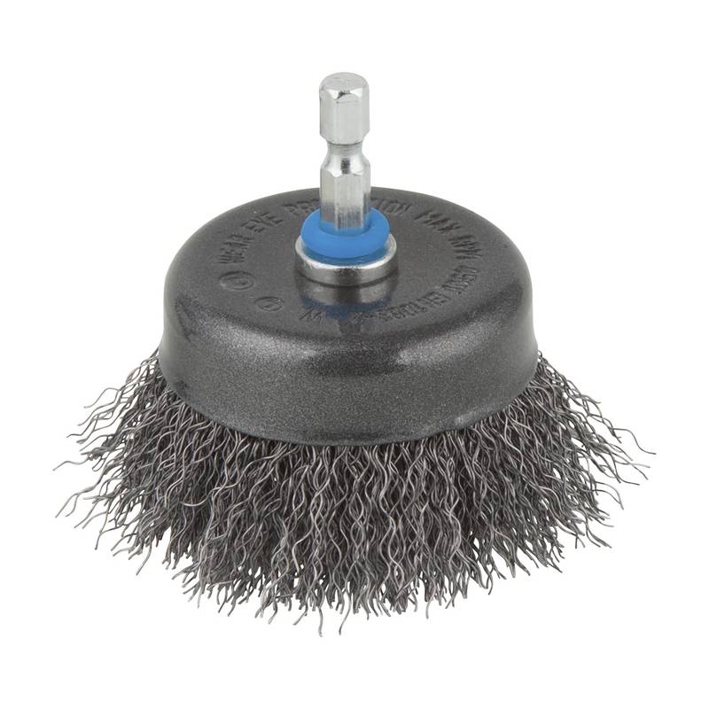Steel Wire Cup Brush Ø75mm, Hexagon shank A/F 6.35 mm (¼")