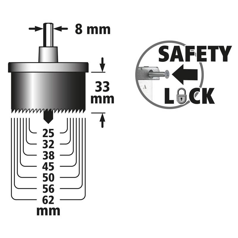 Augusaagide komplekt Profi 2“ Ø 25–62 mm