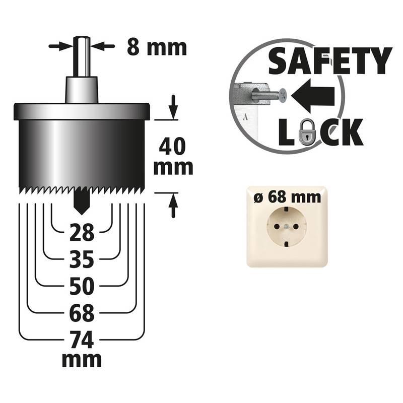“Professional” Multi-Blade Hole Saw, Ø 28–74 mm 5 pcs, cutting depth 40 mm