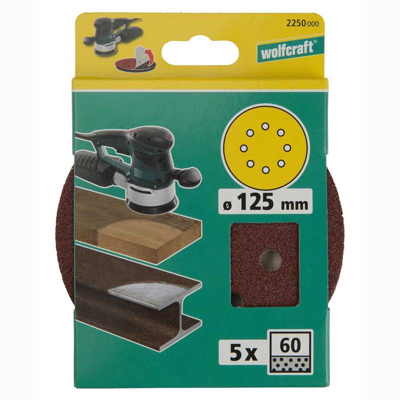 Lihvpaberketas Ø 125mm 5tk velcro 8 ava K60