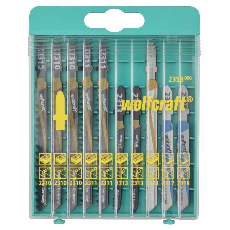 Jigsaw Blade Set 10 Pcs., T-shank / in plastic case