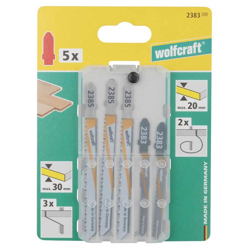 Jigsaw Blade Set 5 pcs., T-shank, wood with nails and plastic