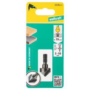 Conical Countersink WS 19 mm, 1 cutting edge, Hexagon Shank