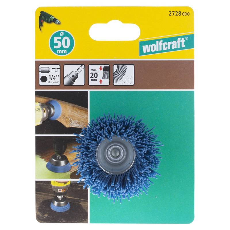 Nylon Wire Cup Brush, soft Ø50mm, Hexagon shank