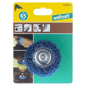Nylon Wire Cup Brush, soft Ø65mm, Hexagon shank