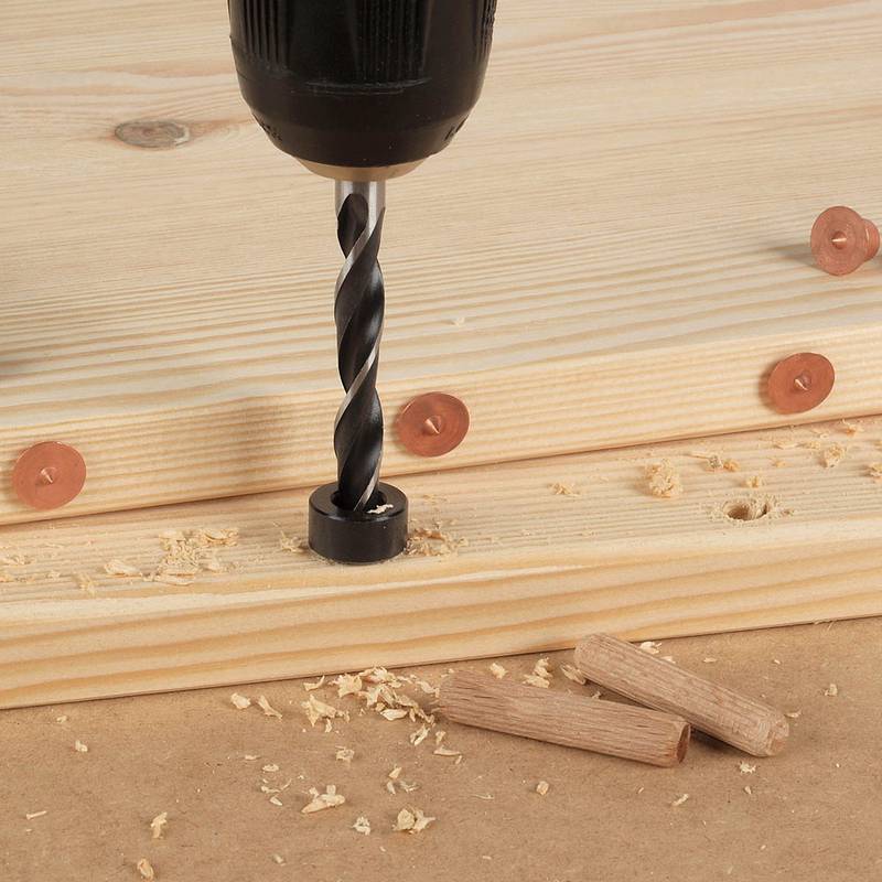 3 Dowel drills with centre point and depth stop