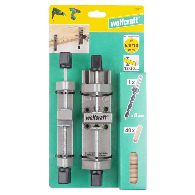 Universal Dowelling Set (CE) with wood dowels, depth stop and wood drill Ø 8 mm