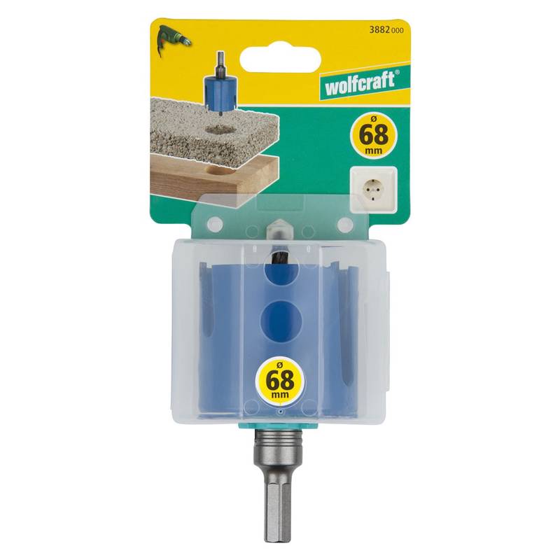 Universal Hole Saw 68 mm with Mandrel, Pre-Assembled, cutting depth 60 mm