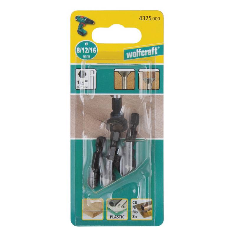 Deburring Counter Set, Hexagon Shank, 3 Pcs.